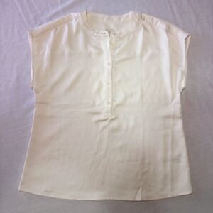 A New Day Cream Button Silky Sleeveless Blouse Top